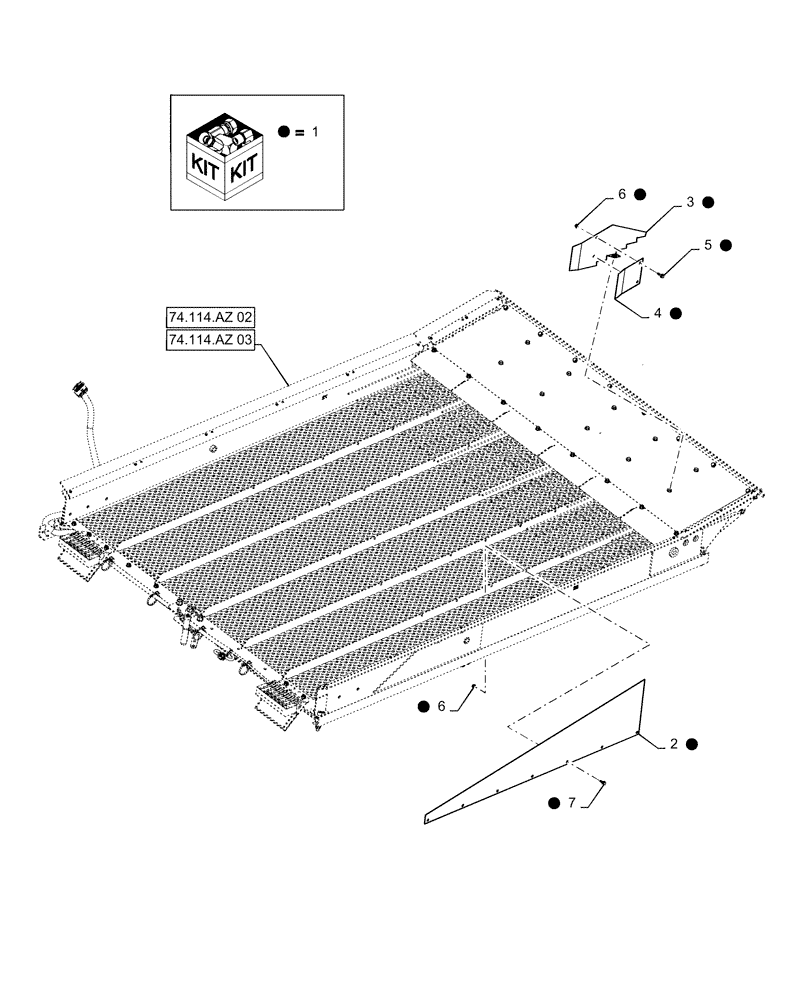 Схема запчастей Case IH 6140 - (88.100.74[02]) - DIA KIT, TALL HILL SIDE DIVIDER (88) - ACCESSORIES