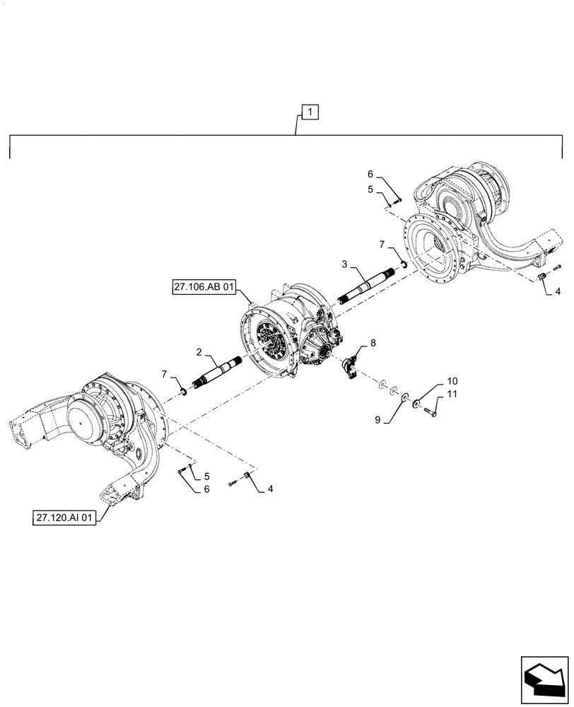 Схема запчастей Case IH QUADTRAC 500 - (27.100.AK[02]) - REAR AXLE ASSY (27) - REAR AXLE SYSTEM