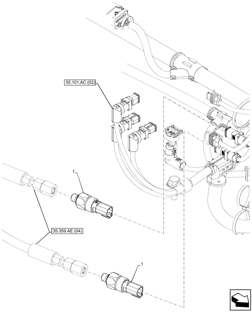 Схема запчастей Case IH FARMLIFT 935 - (55.425.AC) - BOOM, PRESSURE SWITCH (55) - ELECTRICAL SYSTEMS