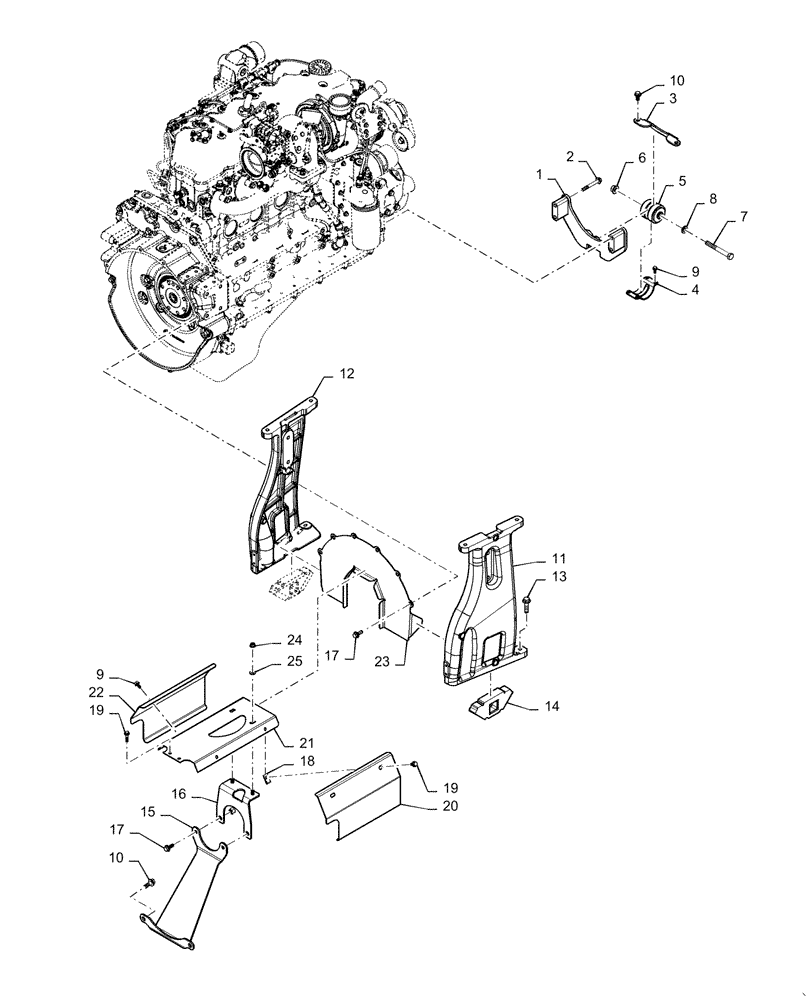 Схема запчастей Case IH MAGNUM 220 - (10.001.AK[03]) - VAR- 420228 - ENGINE MOUNTING PARTS, SADDLE SUSPENSION - BSN ZERH08099 (10) - ENGINE