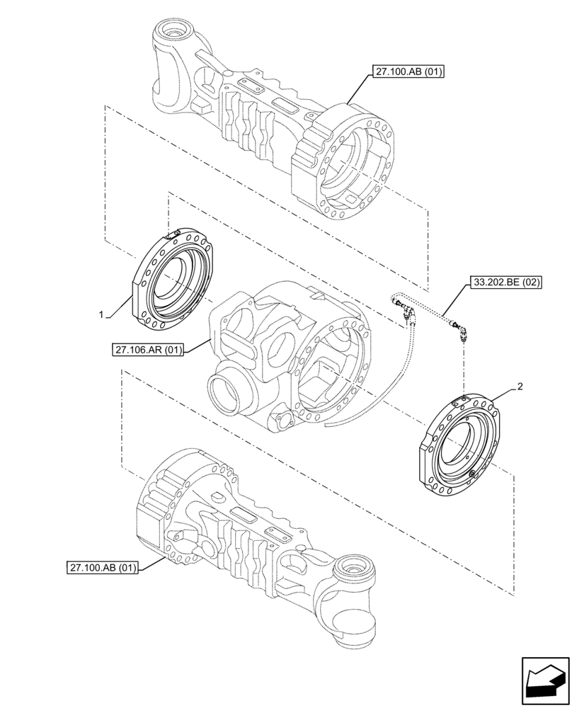 Схема запчастей Case IH FARMLIFT 742 - (33.202.AX) - VAR - 749492 - BRAKE CYLINDER (33) - BRAKES & CONTROLS