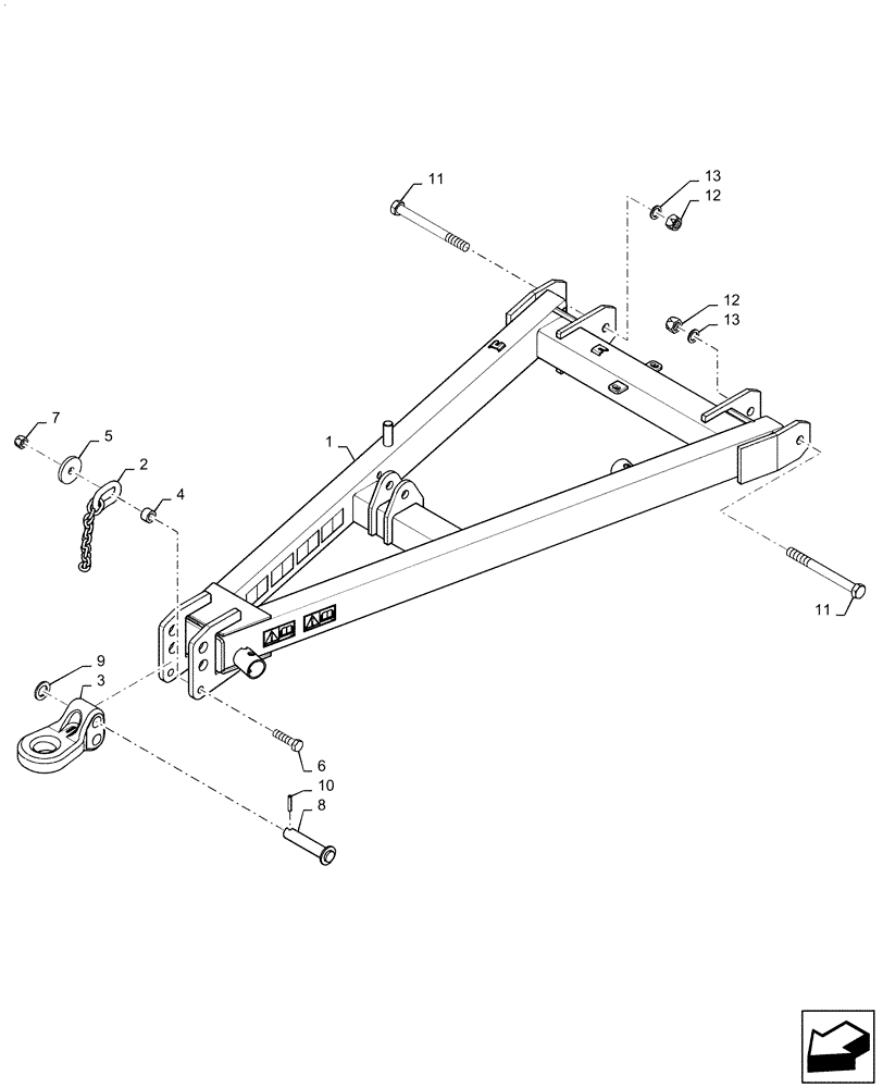 Схема запчастей Case IH ECOLO-TIGER 875 - (37.100.AF[02]) - TOW HITCH 11,13 SHANK 22,26 FOOT (37) - HITCHES, DRAWBARS & IMPLEMENT COUPLINGS