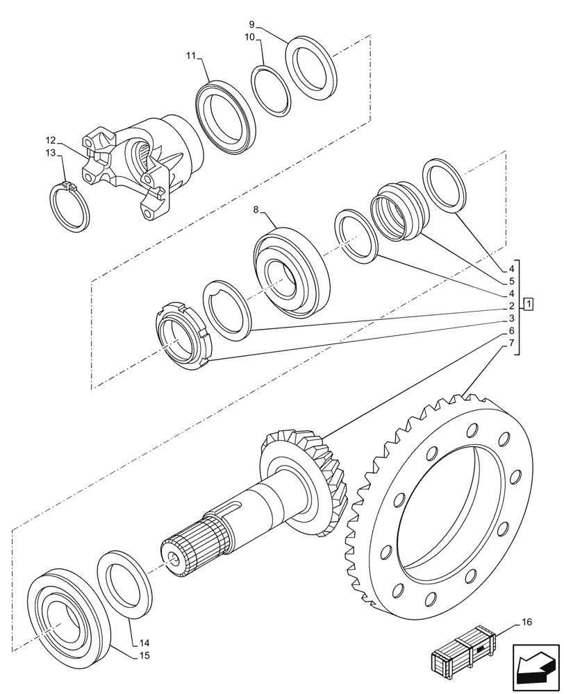 Схема запчастей Case IH FARMLIFT 742 - (27.106.AA) - VAR - 749492 - REAR AXLE, BEVEL GEAR (LSD) (27) - REAR AXLE SYSTEM