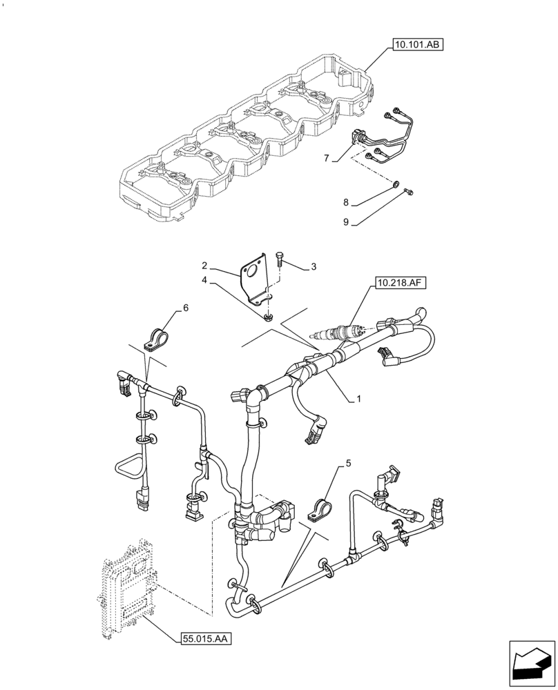 Схема запчастей Case IH F4HE9687N J104 - (55.010.AA) - ENGINE, CABLE (55) - ELECTRICAL SYSTEMS