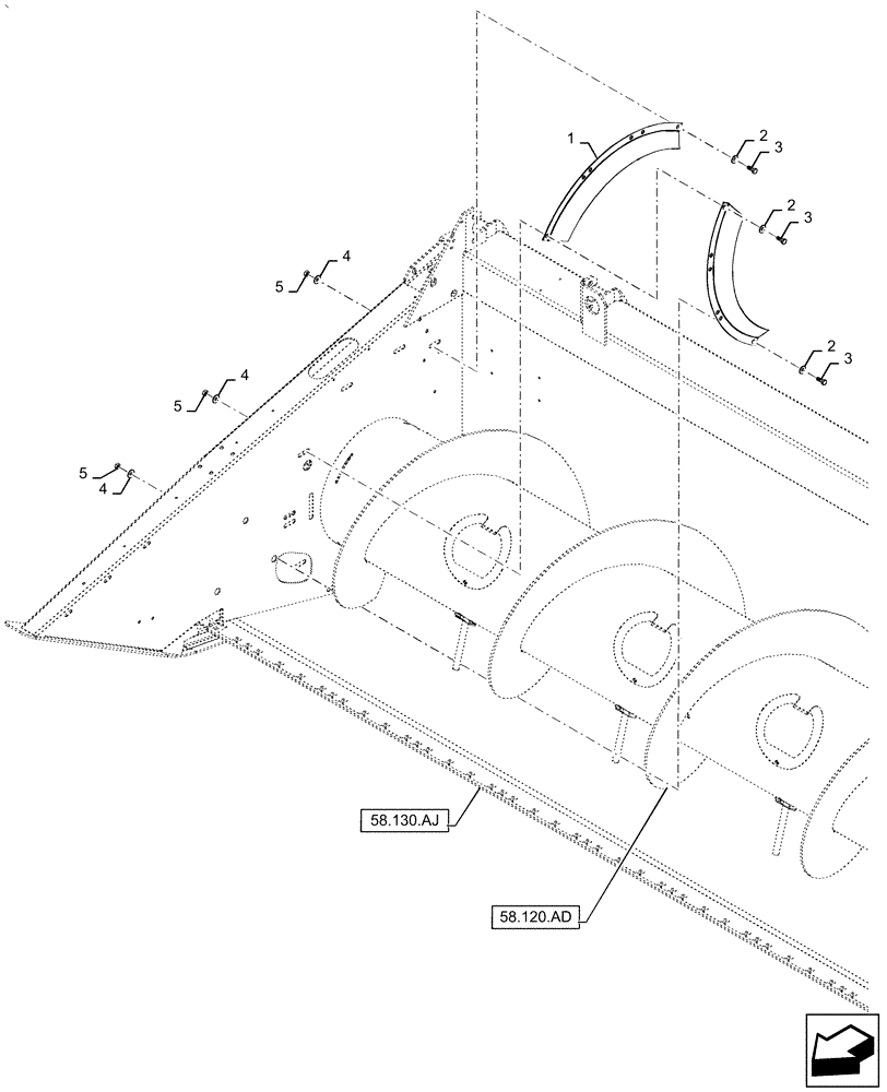 Схема запчастей Case IH 2060-15 - (58.120.AF[03]) - AUGER DRIVE SHIELD (58) - ATTACHMENTS/HEADERS