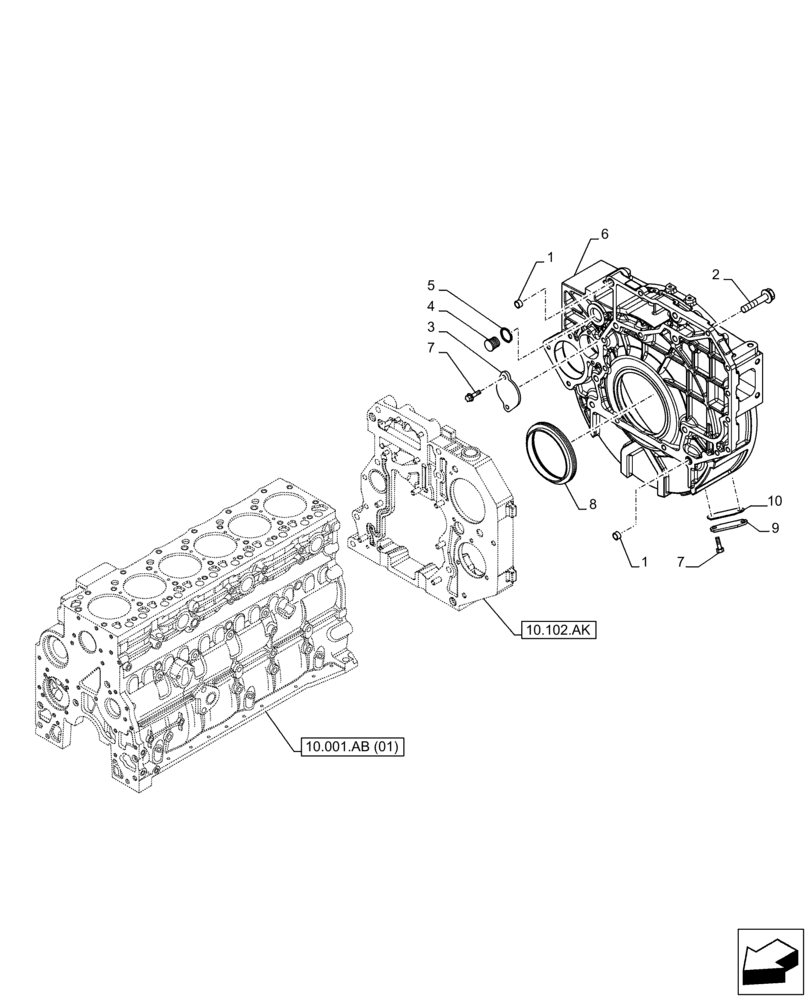 Схема запчастей Case IH F4HE9687N J104 - (10.103.AK) - FLYWHEEL & HOUSING (10) - ENGINE