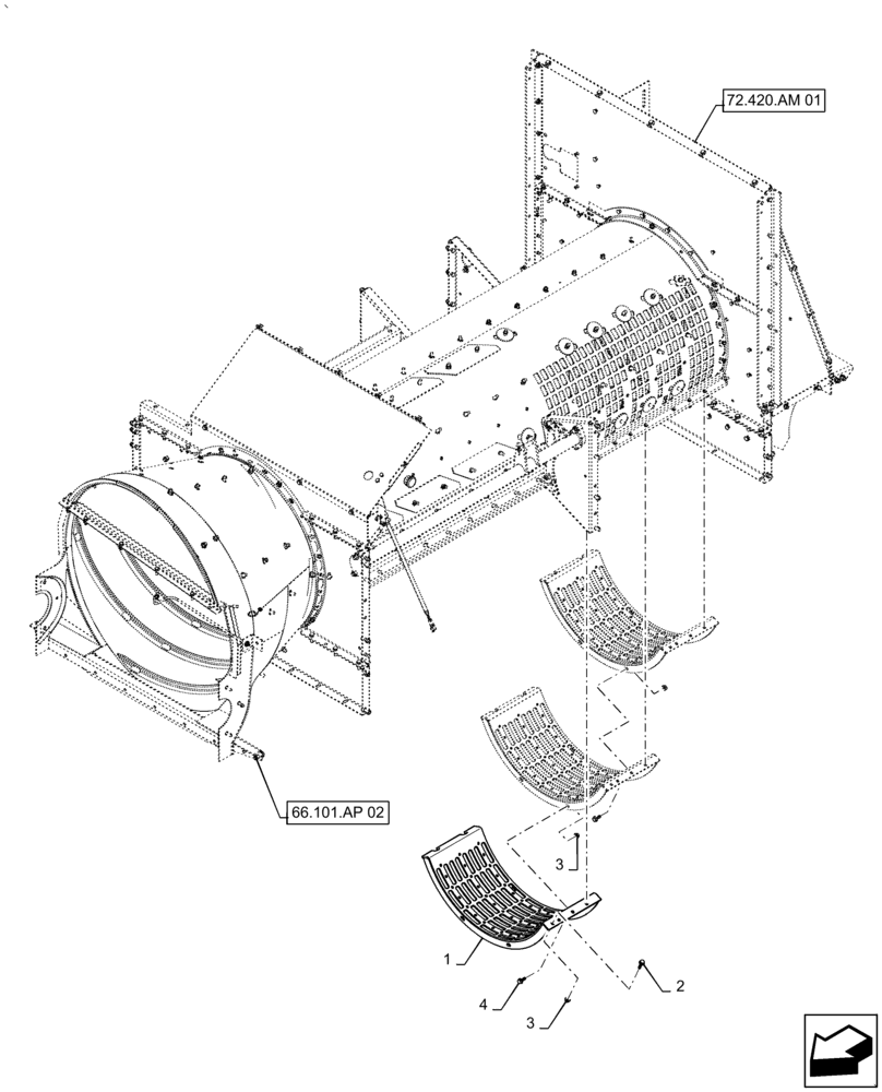 Схема запчастей Case IH AF4077 - (66.331.AA[01]) - GRATE ASSY, CONCAVE, SLOTTED (66) - THRESHING