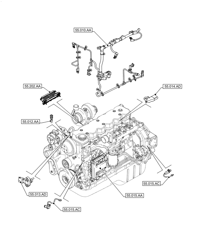 Схема запчастей Case IH F4HE9687T J104 - (00.000.55) - PICTORIAL INDEX - ELECTRICAL SYSTEMS (00) - GENERAL & PICTORIAL INDEX
