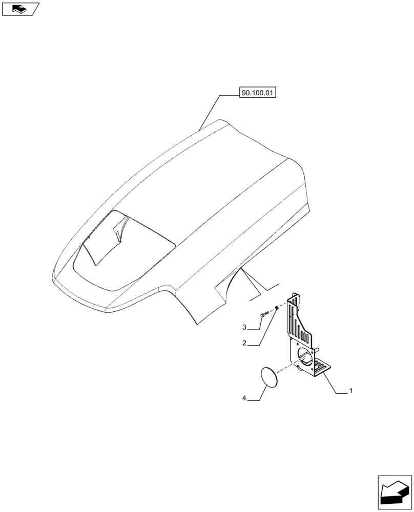 Схема запчастей Case IH FARMALL 65C - (90.100.05) - HOOD - PROTECTION PLATE (90) - PLATFORM, CAB, BODYWORK AND DECALS