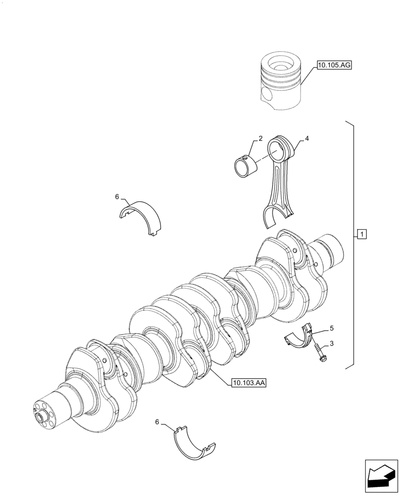 Схема запчастей Case IH F4HE9687T J104 - (10.105.AB) - CONNECTING ROD & PISTON (10) - ENGINE