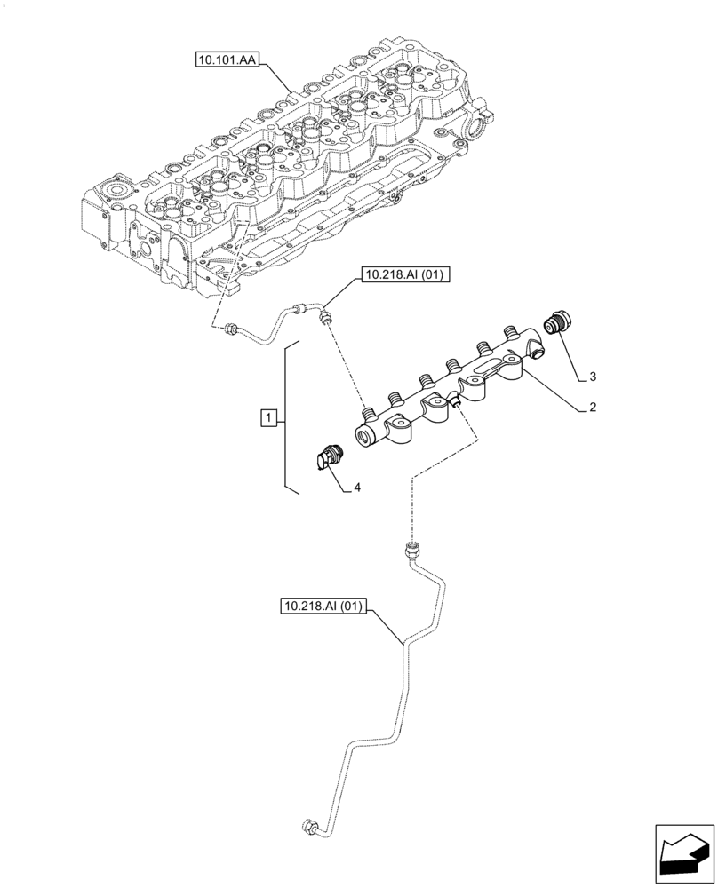 Схема запчастей Case IH F4HE9687T J104 - (10.218.AA) - COMMON RAIL (10) - ENGINE