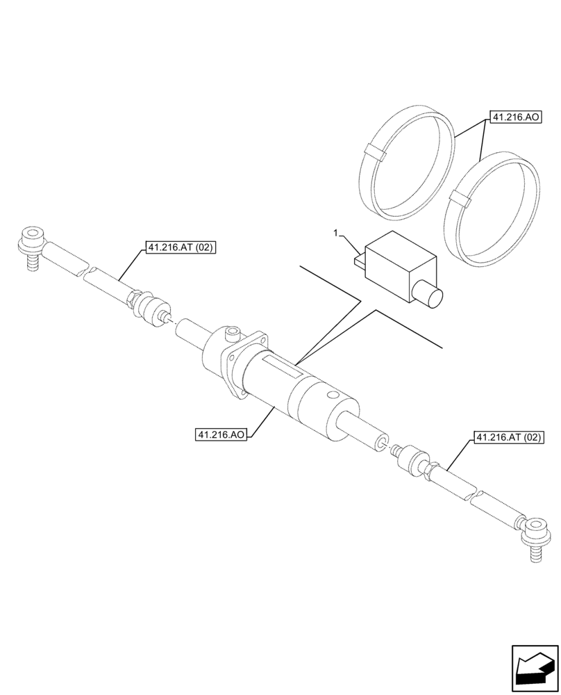 Схема запчастей Case IH FARMLIFT 635 - (55.047.AA[02]) - VAR - 749492 - STEERING CYLINDER, SENSOR, REAR AXLE (55) - ELECTRICAL SYSTEMS