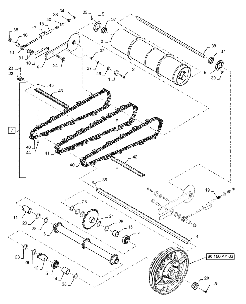 Схема запчастей Case IH 6140 - (60.150.AD[02]) - VAR - 425086, 425087, 425125, 425126, 425088 - CONVEYOR, FEEDER, TRAP, ROCK GUARD (60) - PRODUCT FEEDING