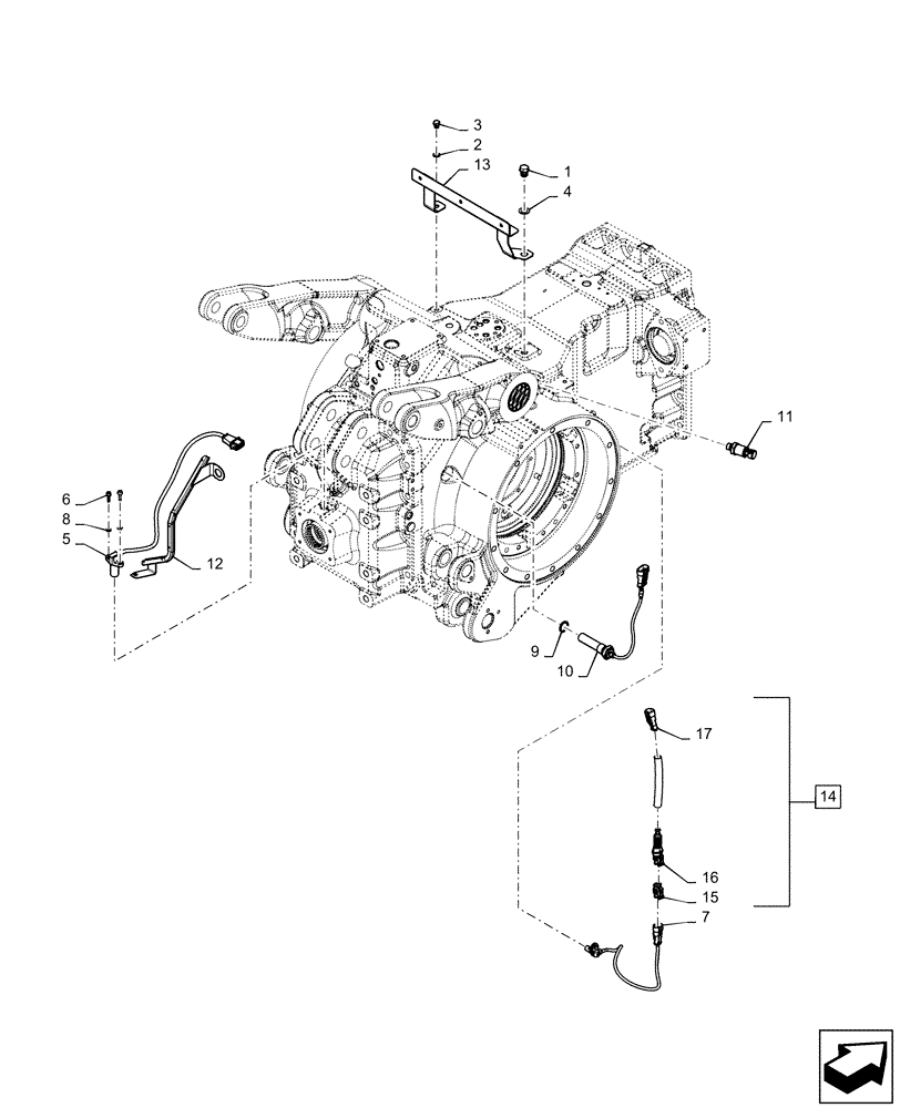 Схема запчастей Case IH MAGNUM 240 - (55.020.AB[02]) - VAR- 420104, 420105 - SENSORS, TRANSMISSION - CVT (55) - ELECTRICAL SYSTEMS