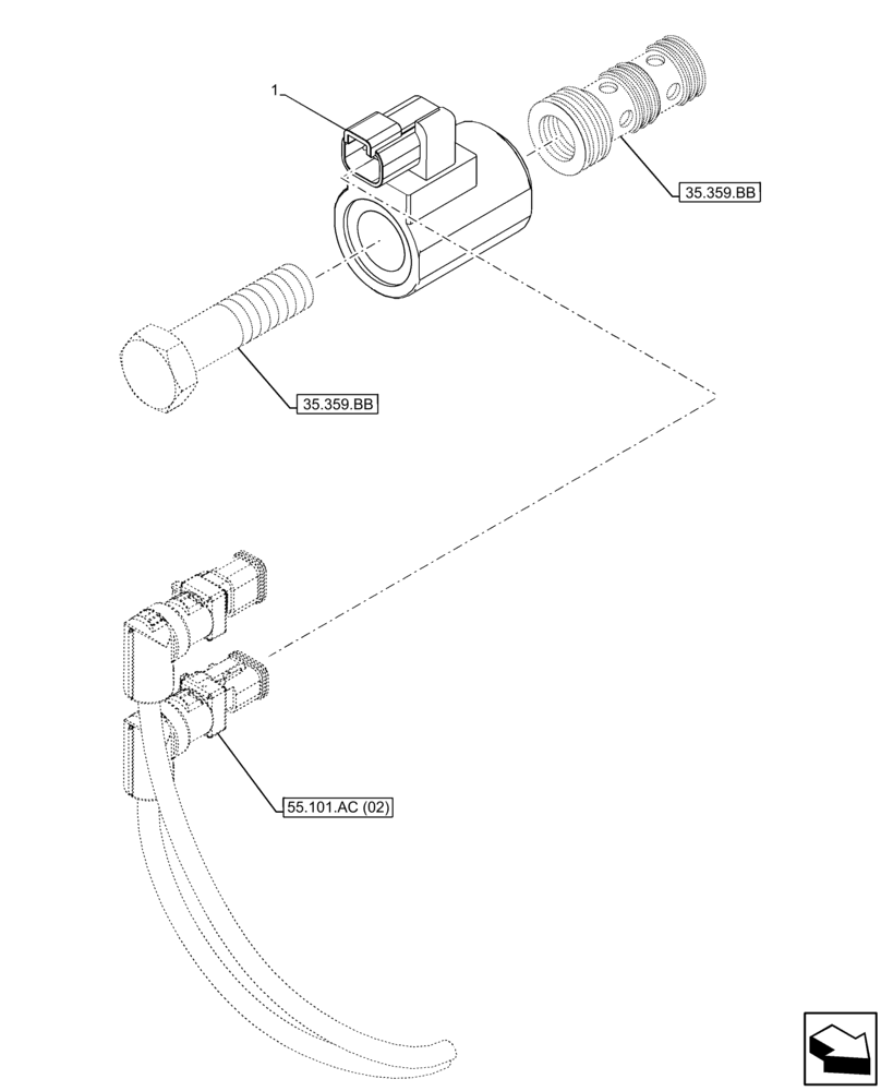 Схема запчастей Case IH FARMLIFT 742 - (55.515.AR) - BOOM, SOLENOID (55) - ELECTRICAL SYSTEMS