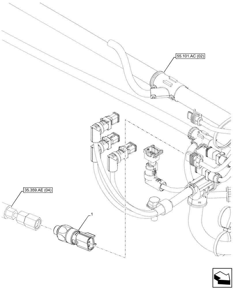 Схема запчастей Case IH FARMLIFT 742 - (55.030.AG) - BRAKE, PRESSURE SWITCH (55) - ELECTRICAL SYSTEMS