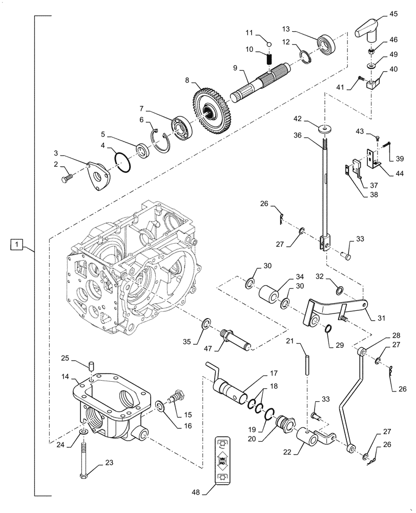 Схема запчастей Case IH FARMALL 55C - (88.100.020) - DIA KIT, MID PTO HOUSING AND LEVER (88) - ACCESSORIES