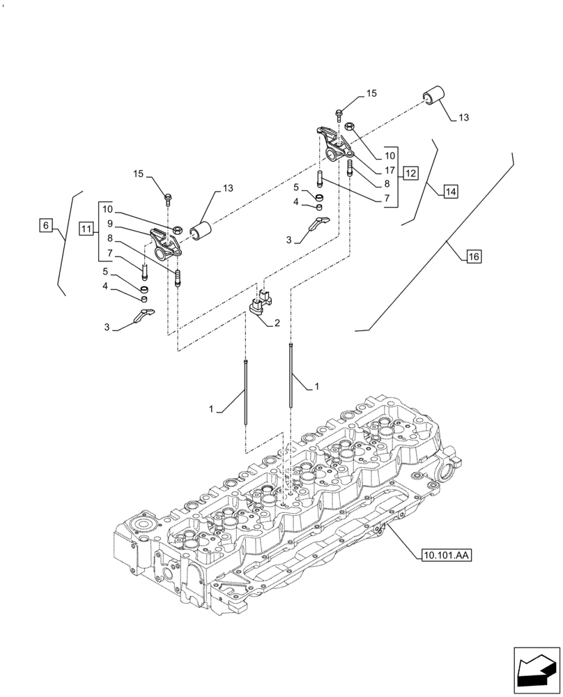 Схема запчастей Case IH F4HE9687T J104 - (10.106.AO) - ROCKER ARM (10) - ENGINE