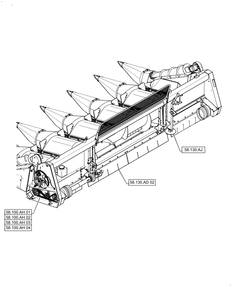 Схема запчастей Case IH 5505-65 - (00.000.58[02]) - PICTORIAL INDEX - ATTACHMENTS/HEADERS (00) - GENERAL & PICTORIAL INDEX