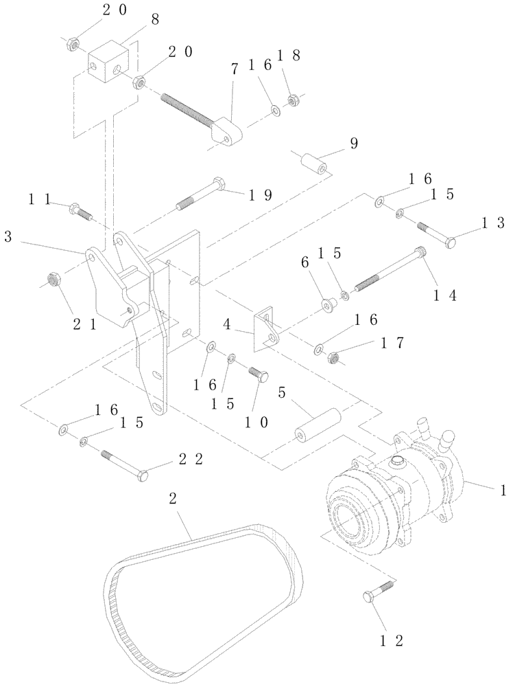 Схема запчастей Case IH A7000 - (A12.04[01]) - Air Conditioner Compressor/Mount/Belt {M11/QSM11} (10) - CAB & AIR CONDITIONING