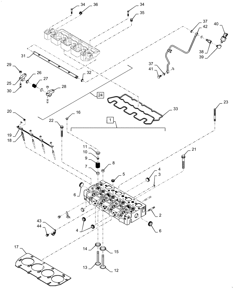 Схема запчастей Case IH FARMALL 50C - (10.101.AA[02]) - CYLINDER HEAD (10) - ENGINE