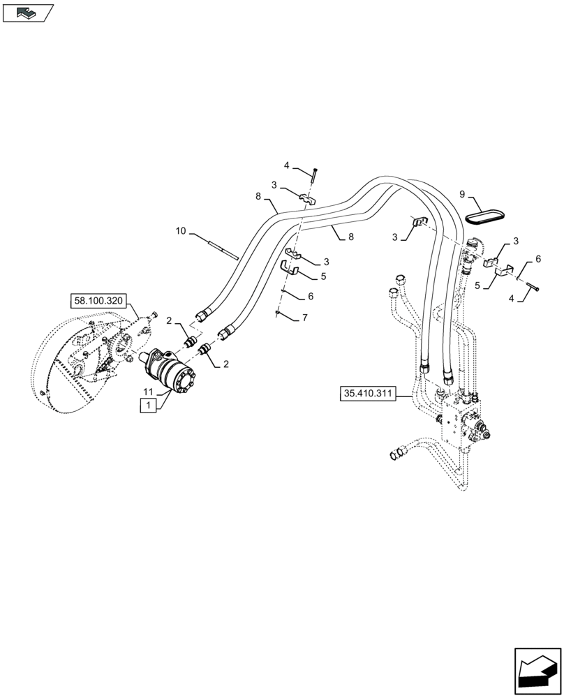 Схема запчастей Case IH 3050-41FT - (35.518.020) - HYDRAULICS FOR REEL DRIVE (35) - HYDRAULIC SYSTEMS