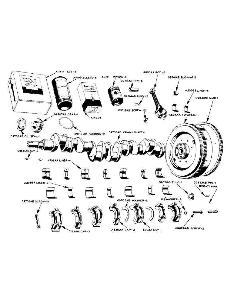 Схема запчастей Case IH 930 - (2-006[1]) - DIESEL ENGINE, CRANKSHAFT SEE PAGE 1 OF SUPPLEMENT (02) - ENGINE