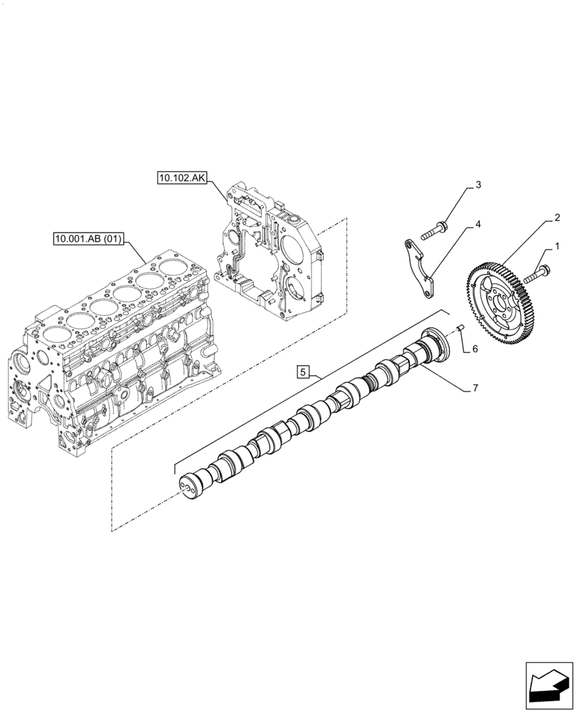 Схема запчастей Case IH F4HE9687T J104 - (10.106.AA) - CAMSHAFT (10) - ENGINE