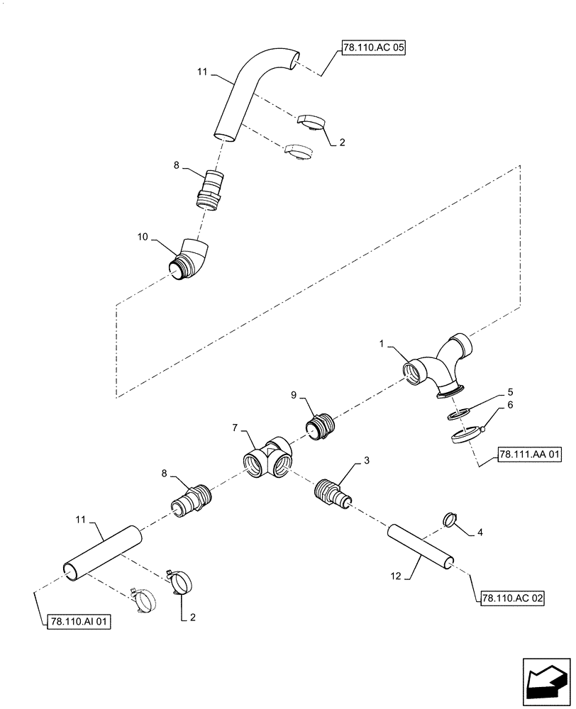 Схема запчастей Case IH PATRIOT 3340 - (78.110.AC[04.1]) - PRODUCT PUMP PLUMBING, BSN YGT042519 (78) - SPRAYING