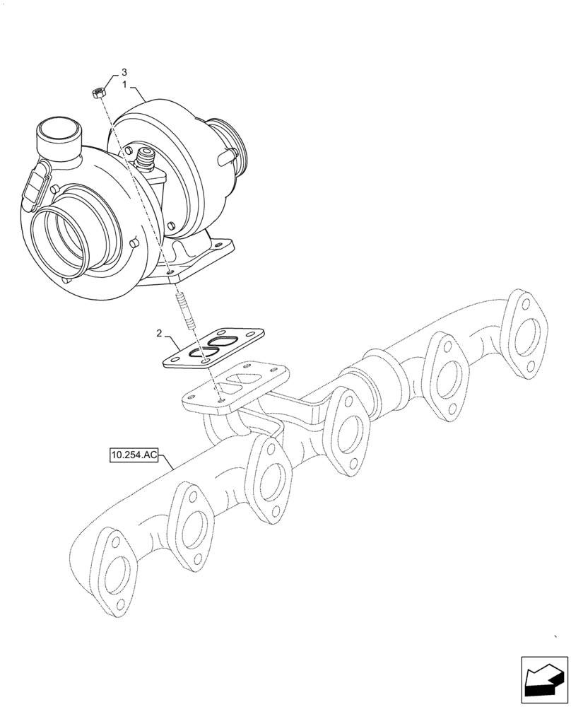 Схема запчастей Case IH F4HE9687T J104 - (10.250.AC) - TURBOCHARGER (10) - ENGINE