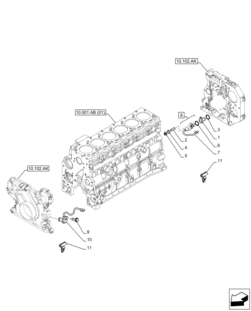 Схема запчастей Case IH F4HE9687N J104 - (55.015.AC) - ENGINE, SENSOR (55) - ELECTRICAL SYSTEMS