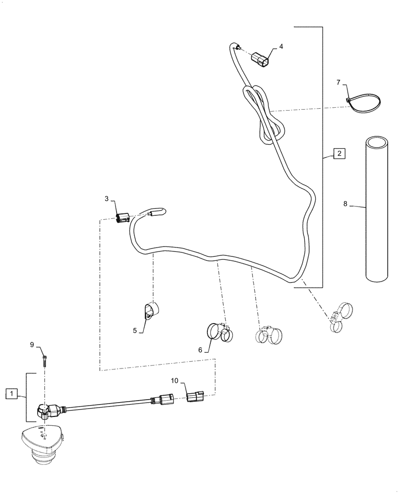 Схема запчастей Case IH MAGNUM 200 - (55.047.AA) - STEERING ANGLE SENSOR AND WIRING (55) - ELECTRICAL SYSTEMS