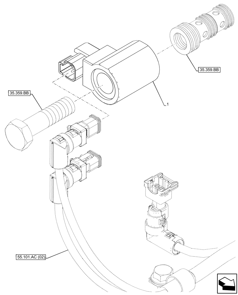 Схема запчастей Case IH FARMLIFT 742 - (55.031.AD) - PARKING BRAKE, SOLENOID (55) - ELECTRICAL SYSTEMS