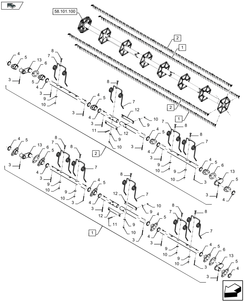 Схема запчастей Case IH 3050-41FT - (58.101.110) - REEL, TINE ASSEMBLIES (58) - ATTACHMENTS/HEADERS