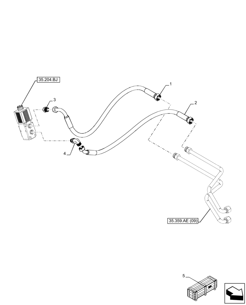 Схема запчастей Case IH FARMLIFT 935 - (35.525.AA[05]) - VAR - 749296 - AUXILIARY HYDRAULIC, REAR, HOSE (35) - HYDRAULIC SYSTEMS