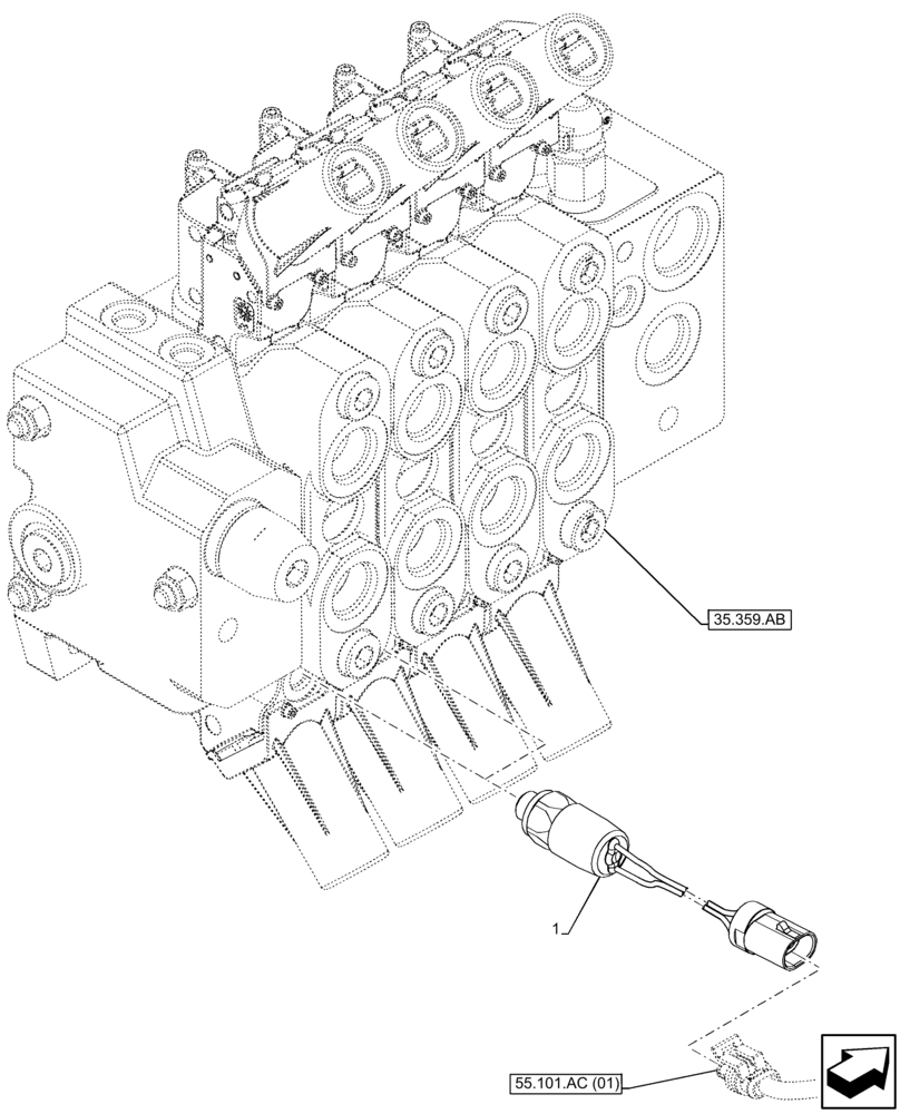 Схема запчастей Case IH FARMLIFT 742 - (55.036.AC) - CONTROL VALVE, PRESSURE SWITCH (55) - ELECTRICAL SYSTEMS