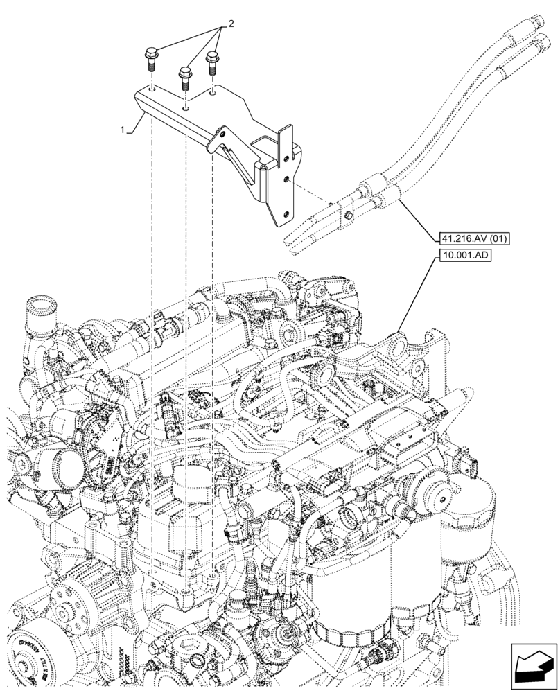 Схема запчастей Case IH FARMALL 105C - (10.450.AL ) - VAR - 334180, 334187, 334190, 392315 - PULLEY & BELT, SUPPORT, W/O AIR CONDITIONER (10) - ENGINE