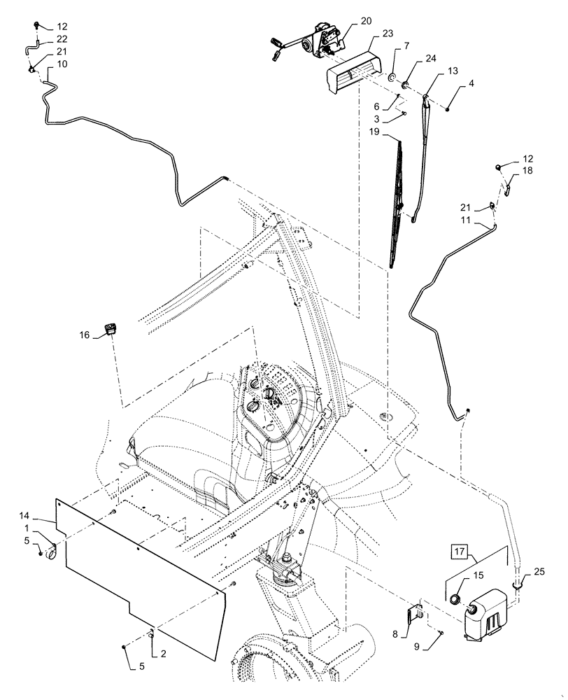 Схема запчастей Case IH MAGNUM 200 - (55.518.AW[01]) - WINDSHIELD WASHER , FRONT AND REAR - BSN ZERH08099 (55) - ELECTRICAL SYSTEMS