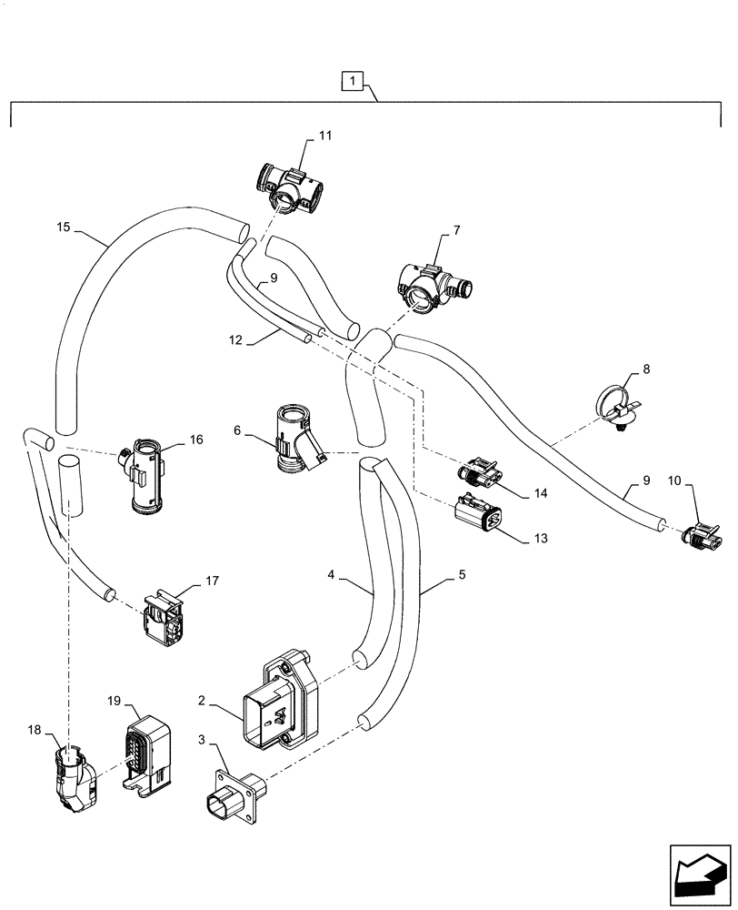 Схема запчастей Case IH MAGNUM 180 - (55.988.AD[03]) - WIRE HARNESS, DEF TANK (55) - ELECTRICAL SYSTEMS