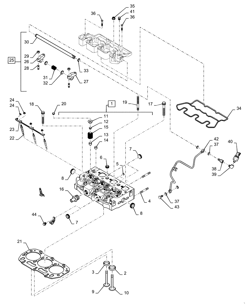 Схема запчастей Case IH FARMALL 35C - (10.101.AA[01]) - CYLINDER HEAD, FARMALL 30C, 35C (10) - ENGINE