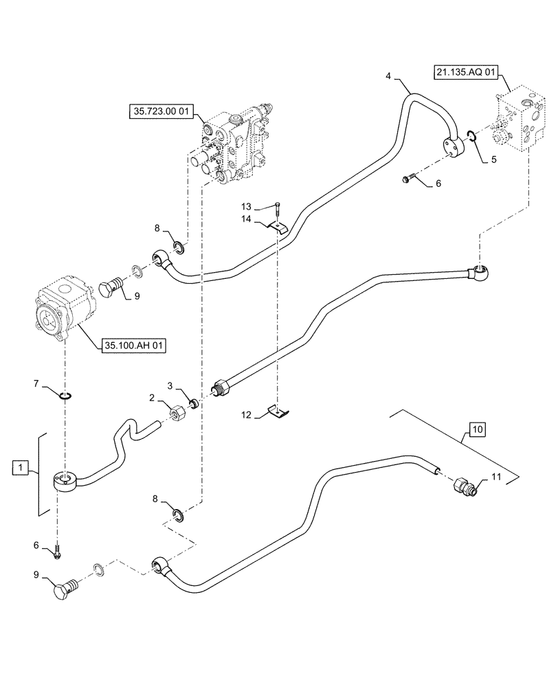 Схема запчастей Case IH FARMALL 35C - (35.100.00[01]) - HYDRAULIC LINES, FARMALL 30C, 35C (35) - HYDRAULIC SYSTEMS