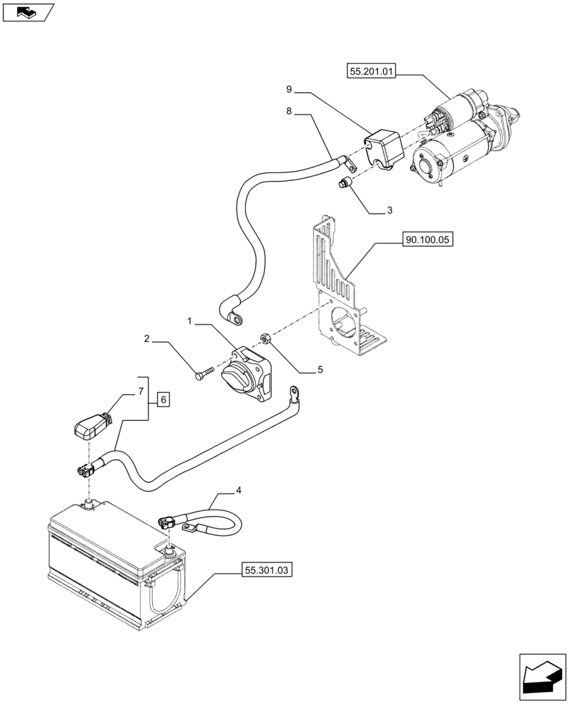 Схема запчастей Case IH FARMALL 75C - (55.100.0201[02A]) - MECHANICAL BATTERY ISOLATOR - ISO (VAR.330207) - BEGIN YR 10-JUL-2012 (55) - ELECTRICAL SYSTEMS