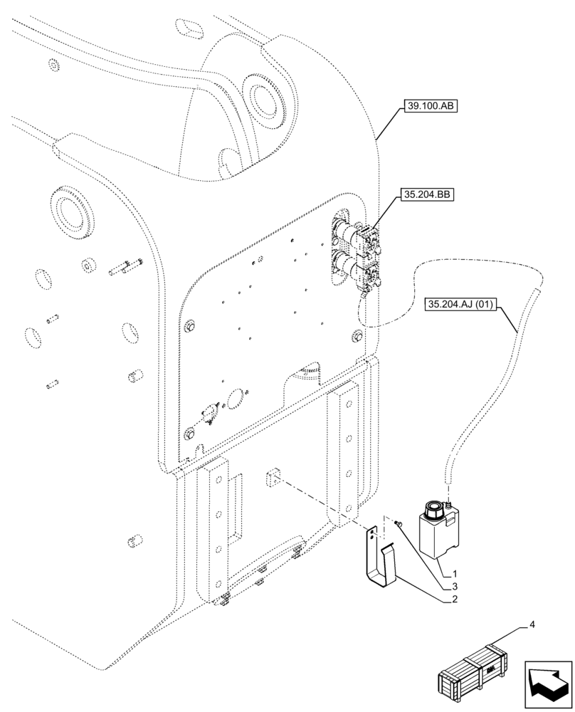 Схема запчастей Case IH FARMLIFT 735 - (35.204.BW) - VAR - 749296 - AUXILIARY HYDRAULIC, REAR, RESERVOIR (35) - HYDRAULIC SYSTEMS