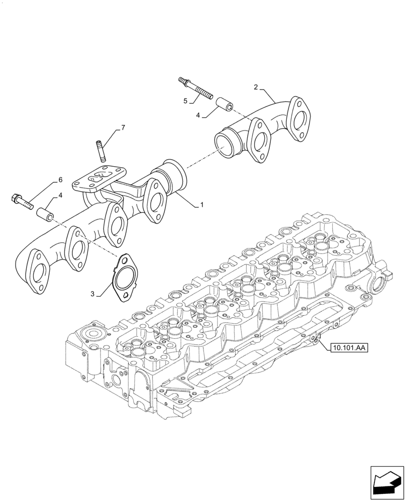 Схема запчастей Case IH F4HE9687T J104 - (10.254.AC) - EXHAUST MANIFOLD (10) - ENGINE