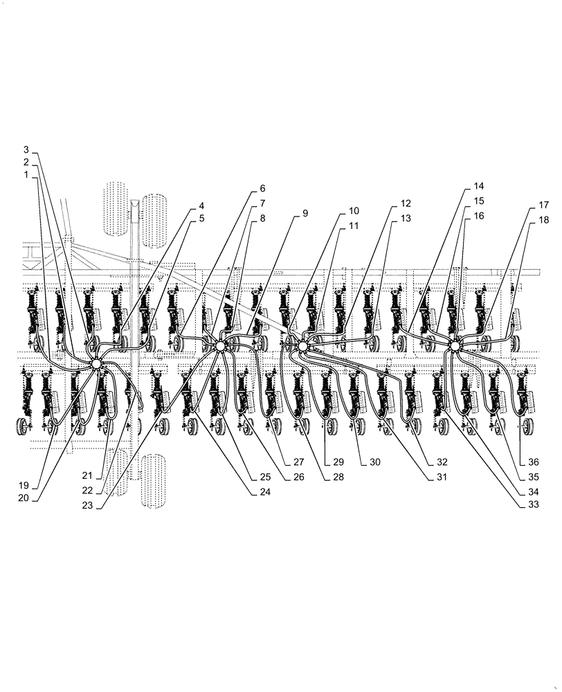 Схема запчастей Case IH 500 - (79.904.AA[19]) - AIR HOSES RIGHT 60 FOOT 10" TOW BETWEEN (79) - PLANTING