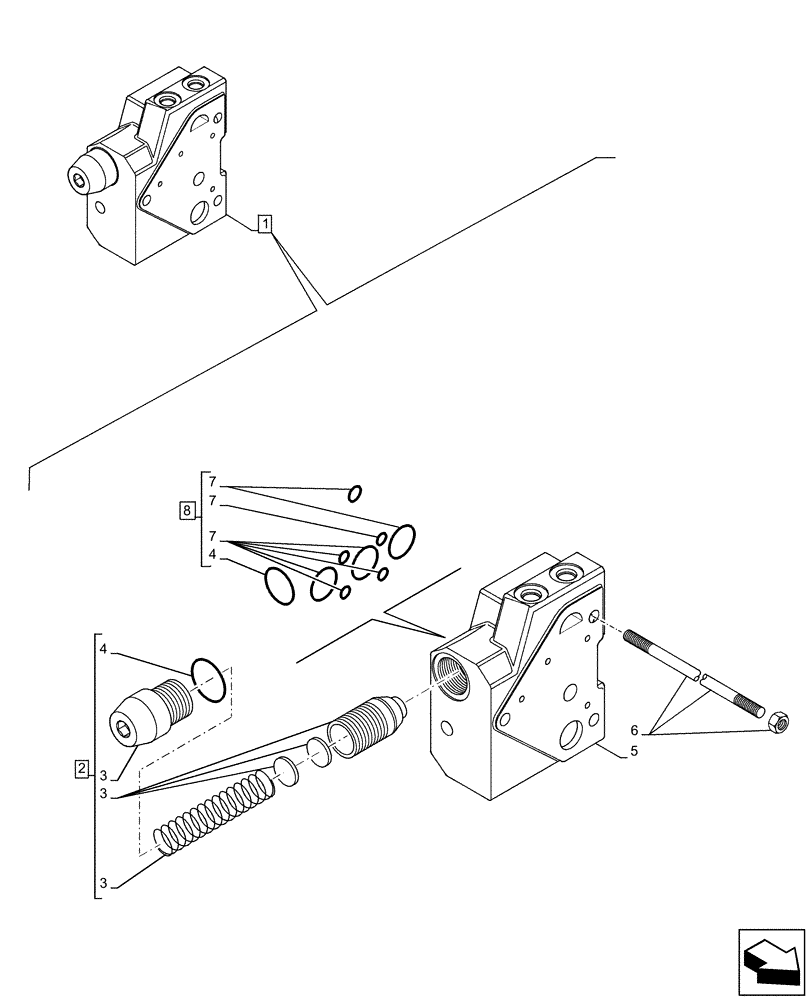 Схема запчастей Case IH FARMLIFT 742 - (35.359.AJ[06]) - CONTROL VALVE, SPOOL, OUTLET SECTION (35) - HYDRAULIC SYSTEMS