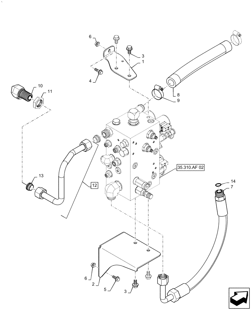 Схема запчастей Case IH AF4077 - (35.310.AF[01]) - HYDRAULIC VALVE, SUPPORT (35) - HYDRAULIC SYSTEMS