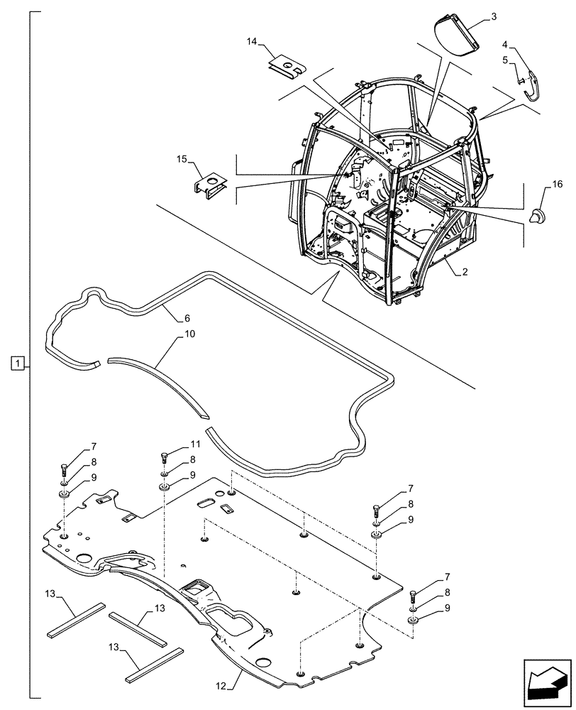 Схема запчастей Case IH FARMALL 85C - (90.150.AC[01]) - VAR - 334180, 334183, 334211, 391606, 743496, 743573, 744588 - CAB FRAME (90) - PLATFORM, CAB, BODYWORK AND DECALS