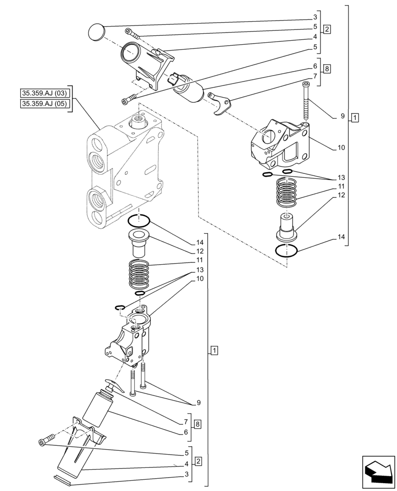 Схема запчастей Case IH FARMLIFT 742 - (55.036.AO[01]) - CONTROL VALVE, AUXILIARY SECTION, SOLENOID (55) - ELECTRICAL SYSTEMS