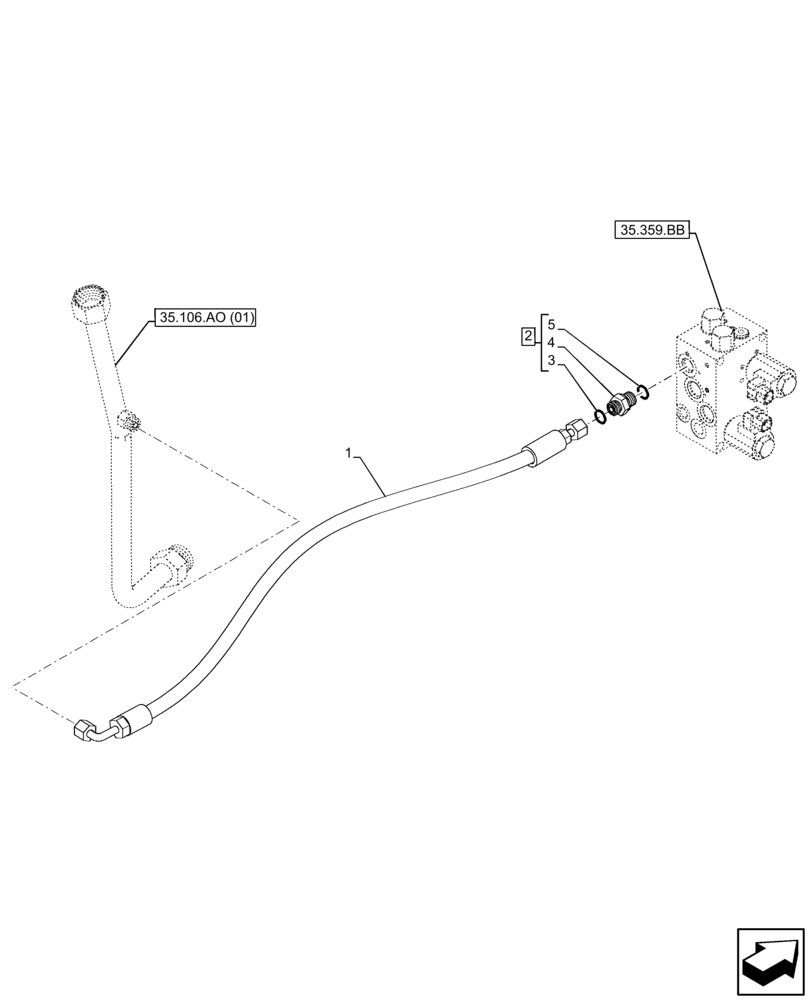 Схема запчастей Case IH FARMLIFT 742 - (35.359.AE[01]) - CONTROL VALVE LINE, MANIFOLD, PUMP, SUPPLY (35) - HYDRAULIC SYSTEMS